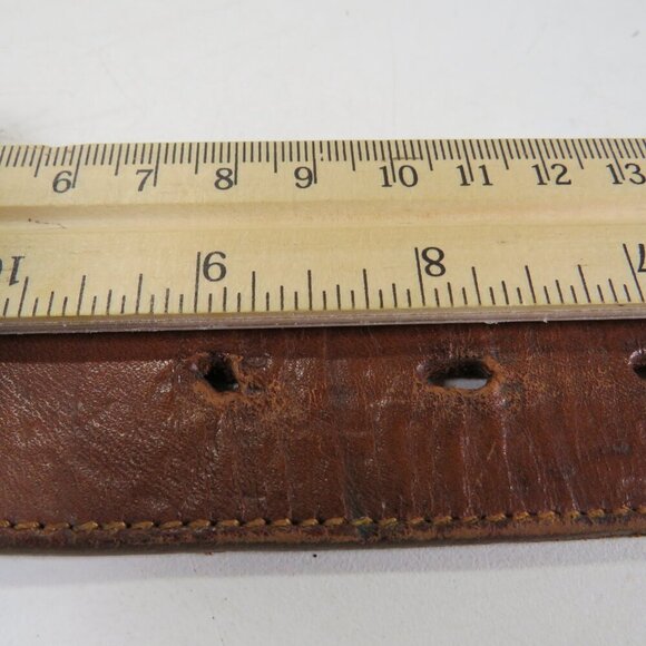 Brown Leather Belt USA tooled & stitched detail size 38 and 1 1/2" wide Western - Picture 9 of 9